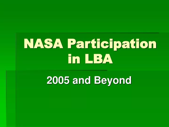nasa participation in lba