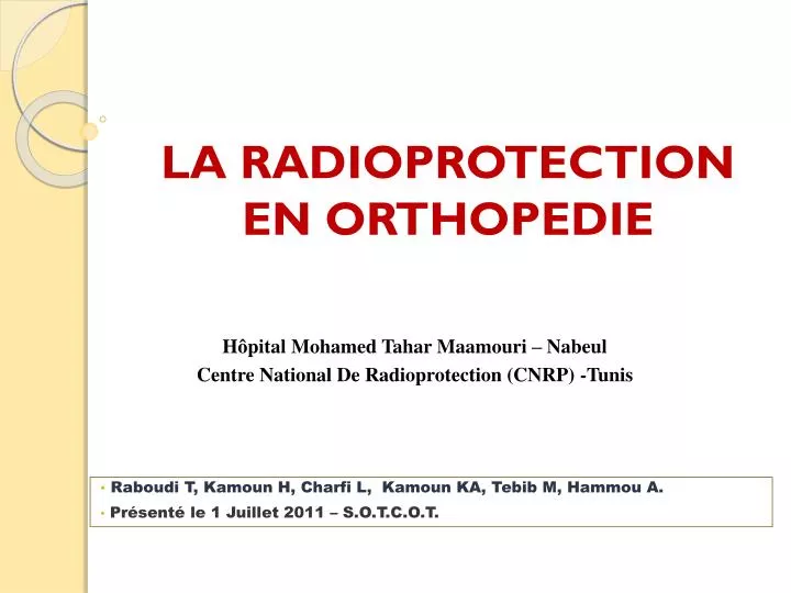 la radioprotection en orthopedie