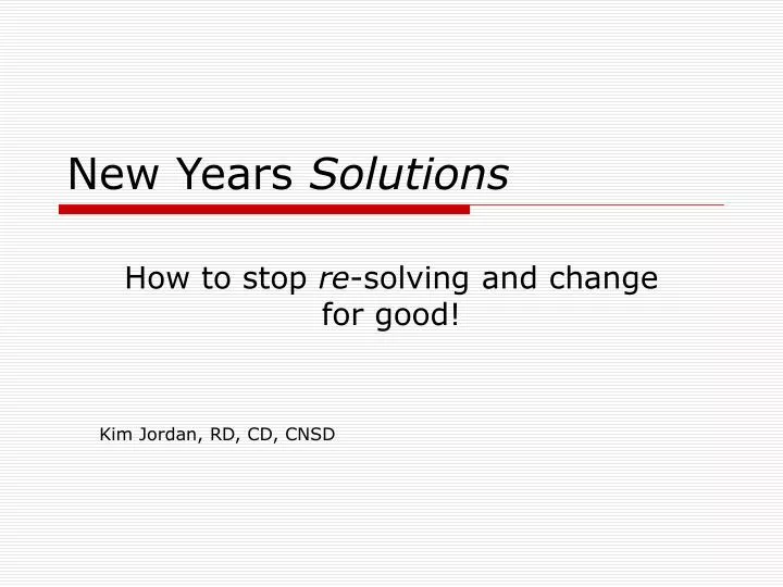 new years solutions