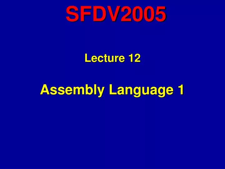 lecture 12 assembly language 1