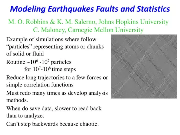 modeling earthquakes faults and statistics