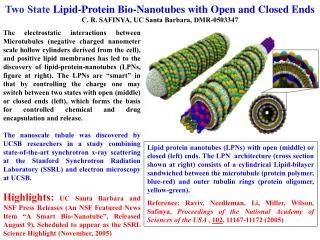 Supramolecular Assembly of Biological Molecules C. R. SAFINYA, UC Santa Barbara, DMR- 0503347