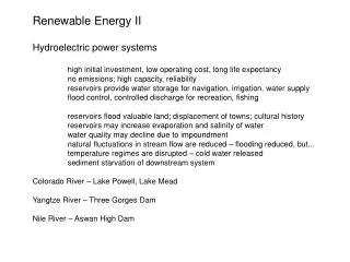 Renewable Energy II Hydroelectric power systems
