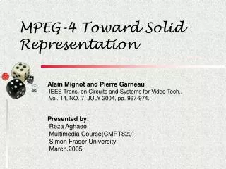 MPEG-4 Toward Solid Representation