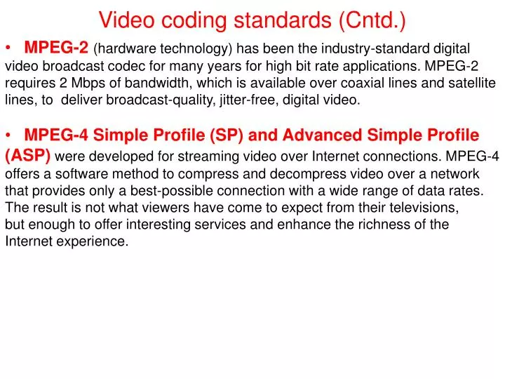 video coding standards cntd
