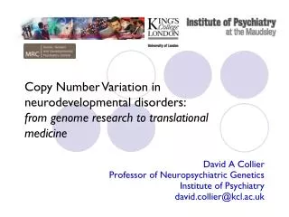Copy Number Variation in neurodevelopmental disorders: