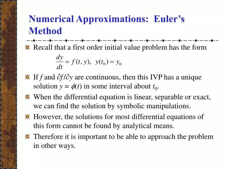 numerical approximations euler s method