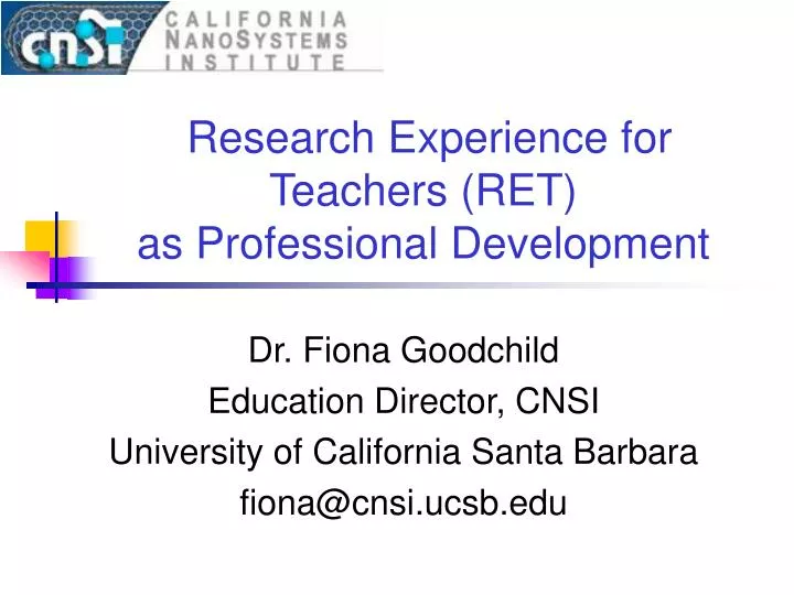 research experience for teachers ret as professional development