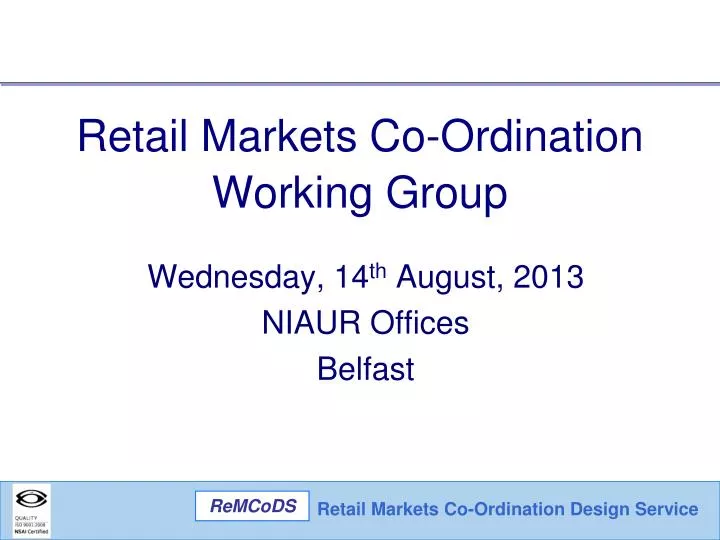 retail markets co ordination working group