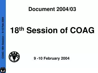 Document 2004/03 18 th Session of COAG