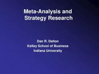 Meta-Analysis and Strategy Research