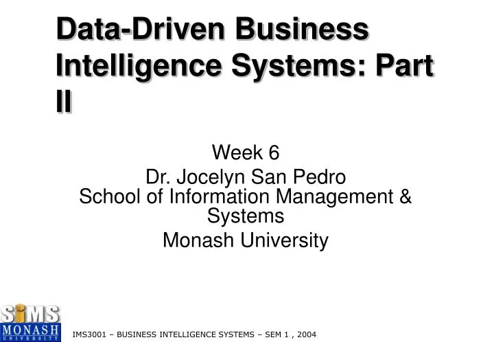 data driven business intelligence systems part ii
