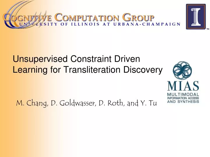 unsupervised constraint driven learning for transliteration discovery