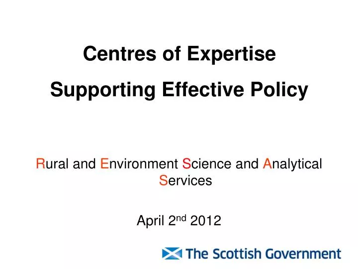 centres of expertise supporting effective policy