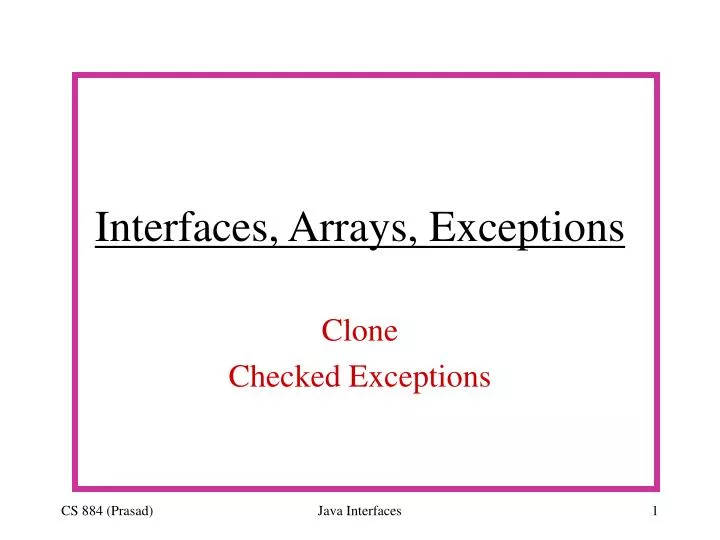 interfaces arrays exceptions