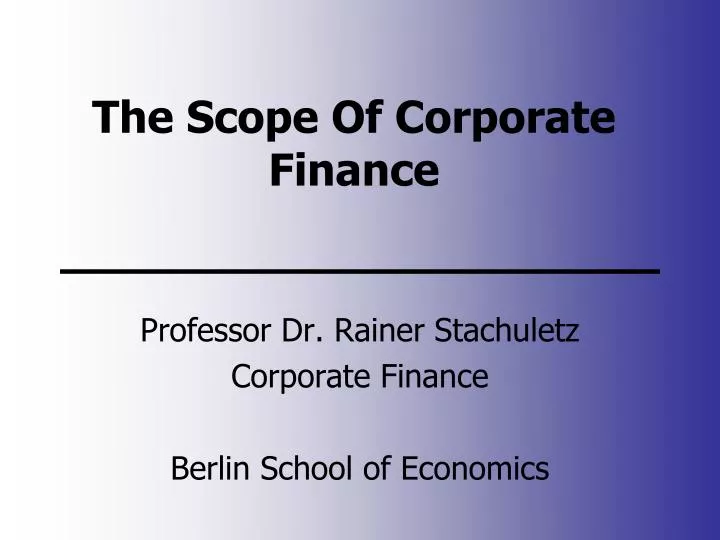 the scope of corporate finance