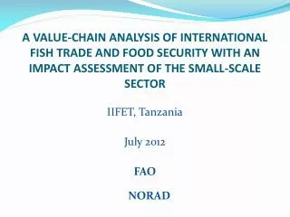 IIFET, Tanzania July 2012 FAO NORAD