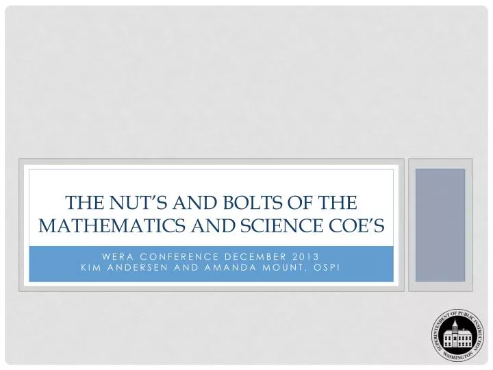 the nut s and bolts of the mathematics and science coe s