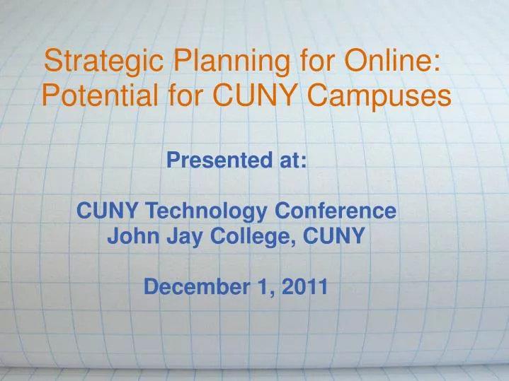 strategic planning for online potential for cuny campuses