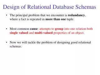 Design of Relational Database Schemas