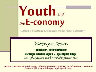 Youth and the E-conomy