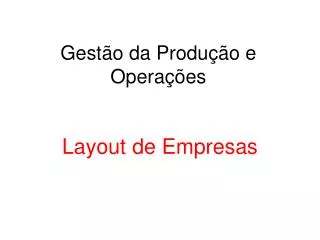 gest o da produ o e opera es
