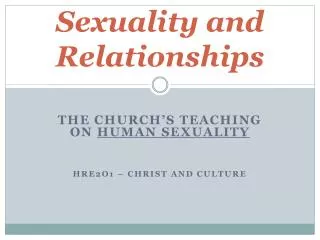 Sexuality and Relationships