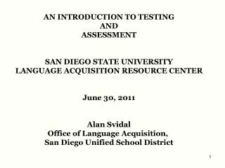 AN INTRODUCTION TO TESTING AND ASSESSMENT SAN DIEGO STATE UNIVERSITY