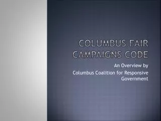 Columbus Fair Campaigns Code