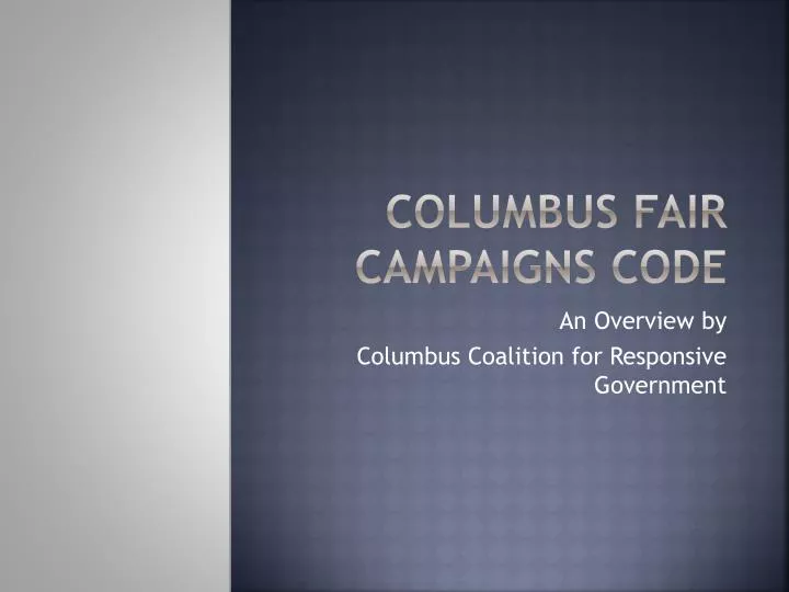 columbus fair campaigns code