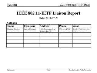 IEEE 802.11-IETF Liaison Report