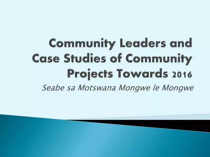 community leaders and case studies of community projects towards 2016