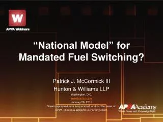 “National Model” for Mandated Fuel Switching?