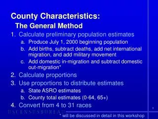 County Characteristics: The General Method
