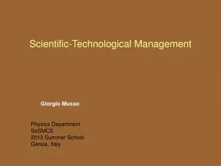 Scientific-Technological Management