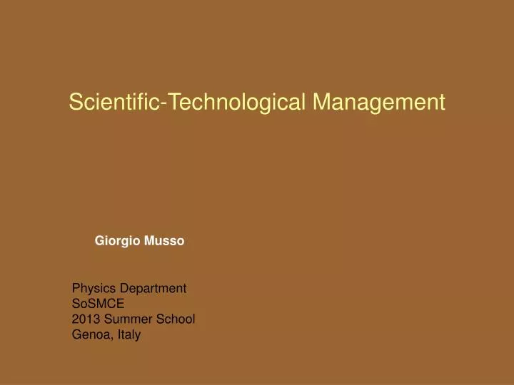 scientific technological management