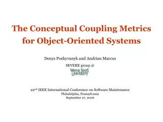The Conceptual Coupling Metrics for Object-Oriented Systems