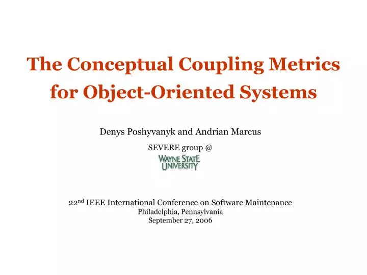 the conceptual coupling metrics for object oriented systems