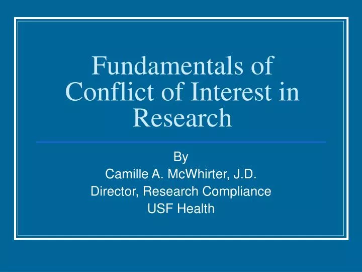 fundamentals of conflict of interest in research