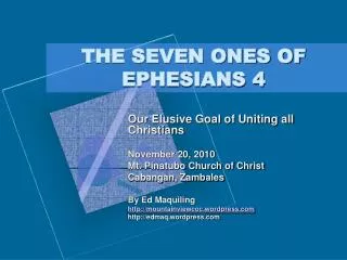 THE SEVEN ONES OF EPHESIANS 4