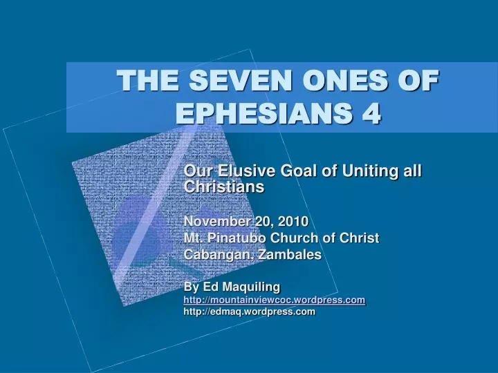 the seven ones of ephesians 4
