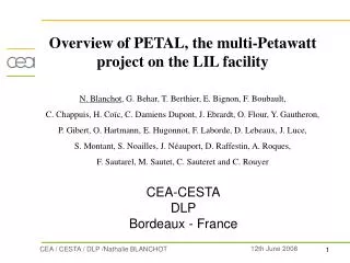 Overview of PETAL, the multi-Petawatt project on the LIL facility