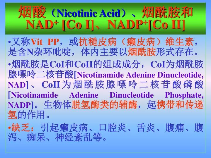 nicotinic acid nad co i nadp co ii