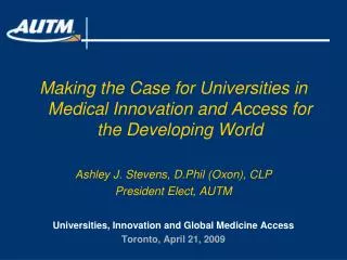 Making the Case for Universities in Medical Innovation and Access for the Developing World