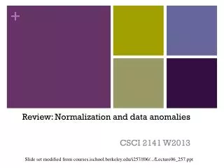 Review: Normalization and data anomalies