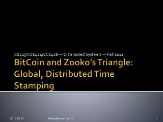 BitCoin and Zooko’s Triangle: Global, Distributed Time Stamping