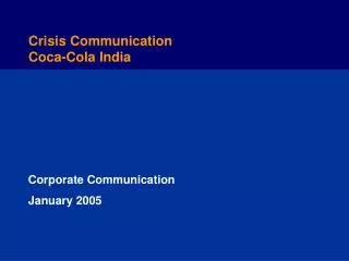 Crisis Communication Coca-Cola India