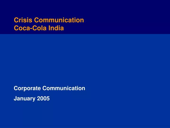corporate communication january 2005