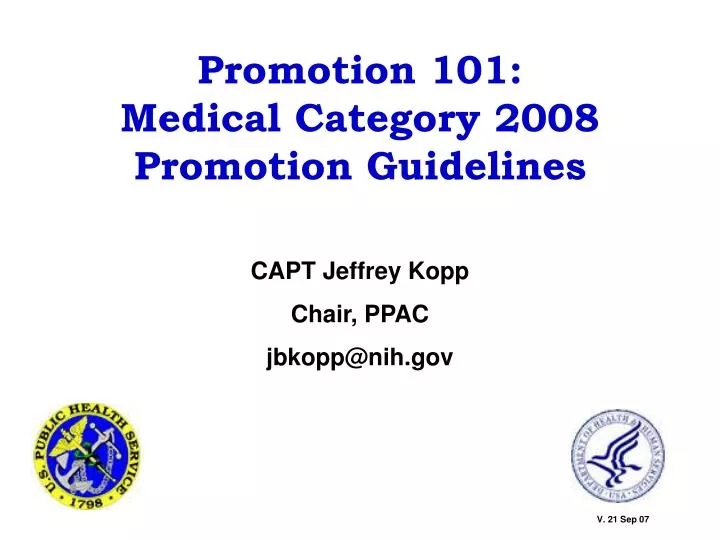 promotion 101 medical category 2008 promotion guidelines