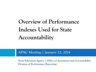 APAC Meeting | January 22, 2014